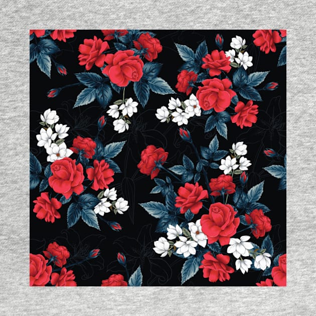 Red rose flowers pattern by Fashion Apparels